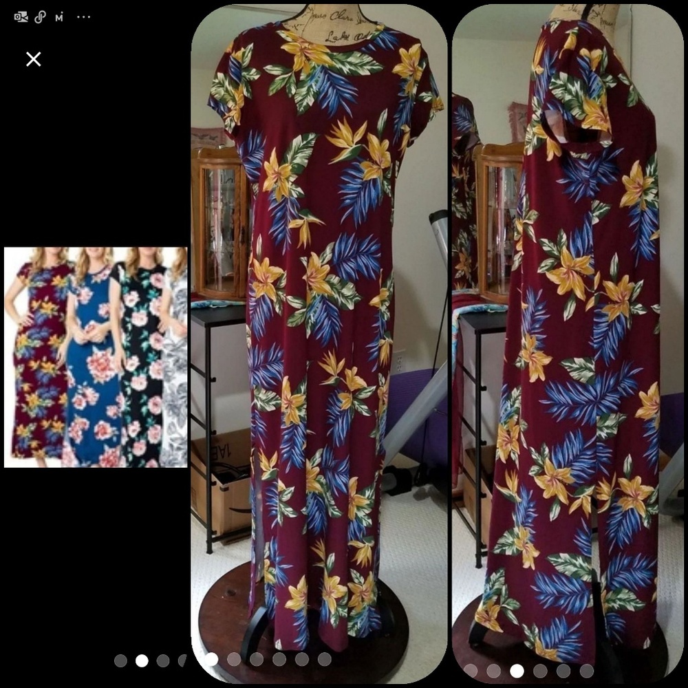 NEW NEW 2X SHEATH FLORAL ON BURGUNDY